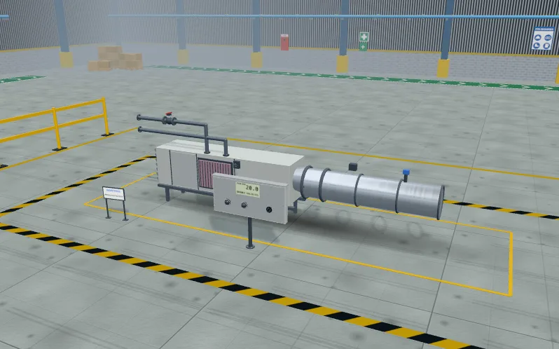 3D view of the Air handling unit temperature control level in the PLC lab