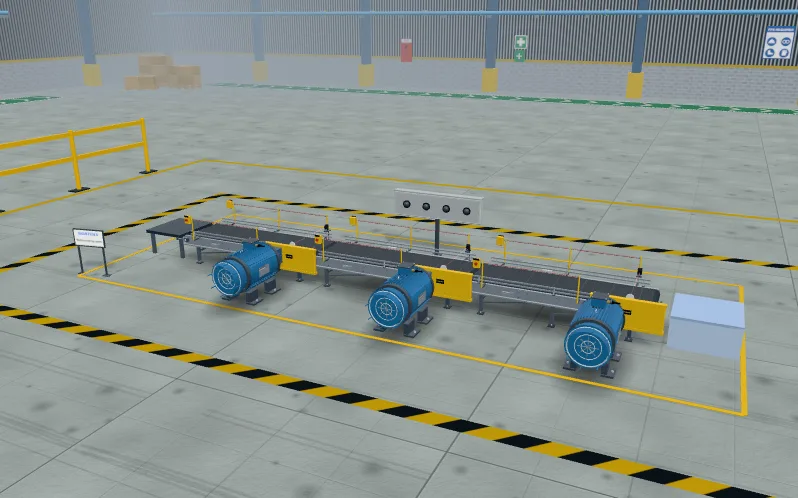 3D view of the Conveyor jam detection level in the PLC lab