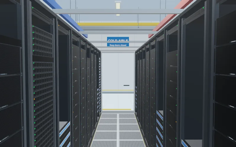3D view of Rack and cable a GPU server
