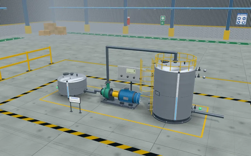 3D view of the Fault-finding challenge level in the PLC lab