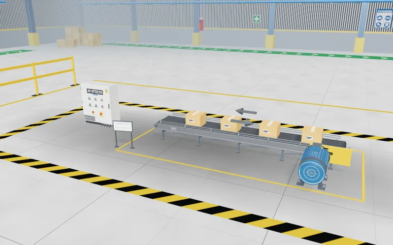 3D view of the Commission the reversing conveyor starter level in the Panel Lab