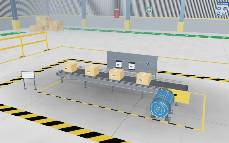 3D view of the Forward/reverse conveyor level in the PLC lab
