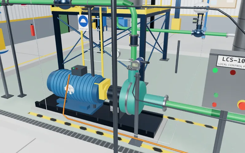 3D view of the Flow loop and control valve level in the Process lab