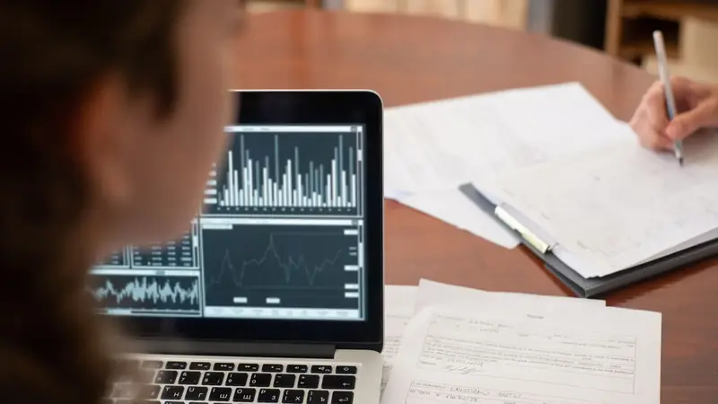 A data and model workspace with charts